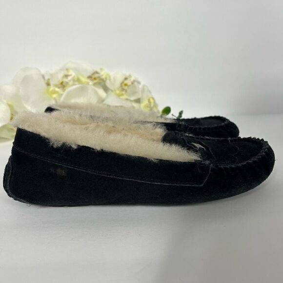 emu Australian Moccasin Womens size 7 Black Shearling lined Slippers - Picture 3 of 14